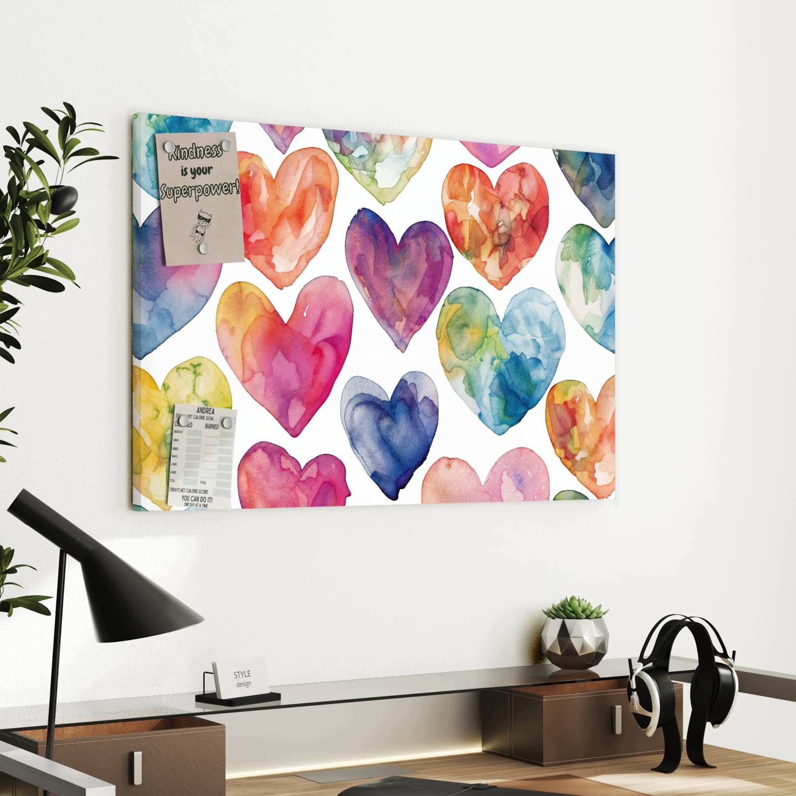 Magnetická tabule – obraz na zeď Akvarelové srdce | 60 × 40 cm