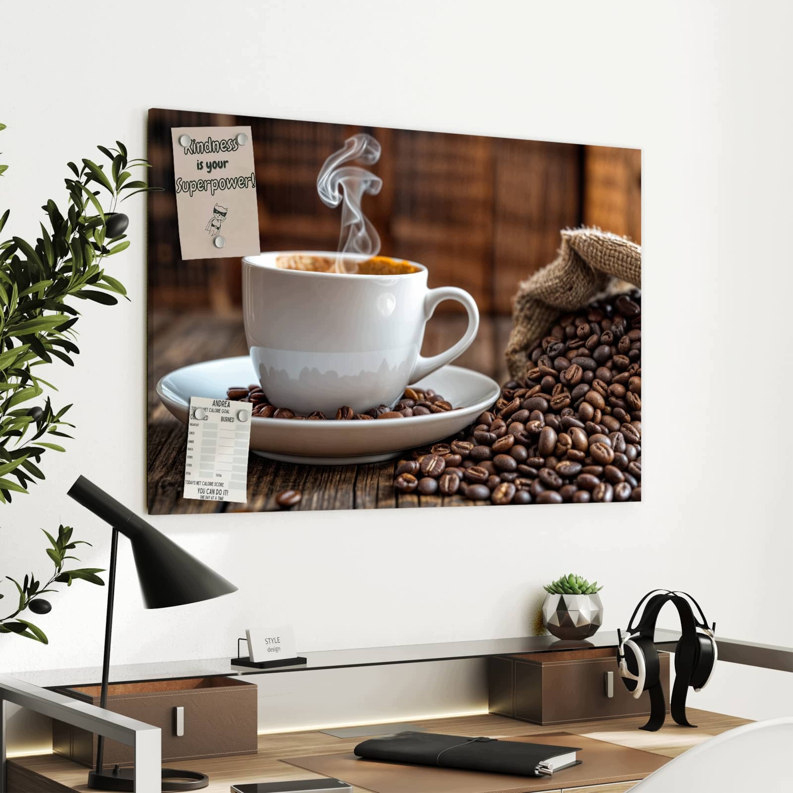 Magnetická tabule – obraz na zeď Potěšení kávy | 90 × 60 cm