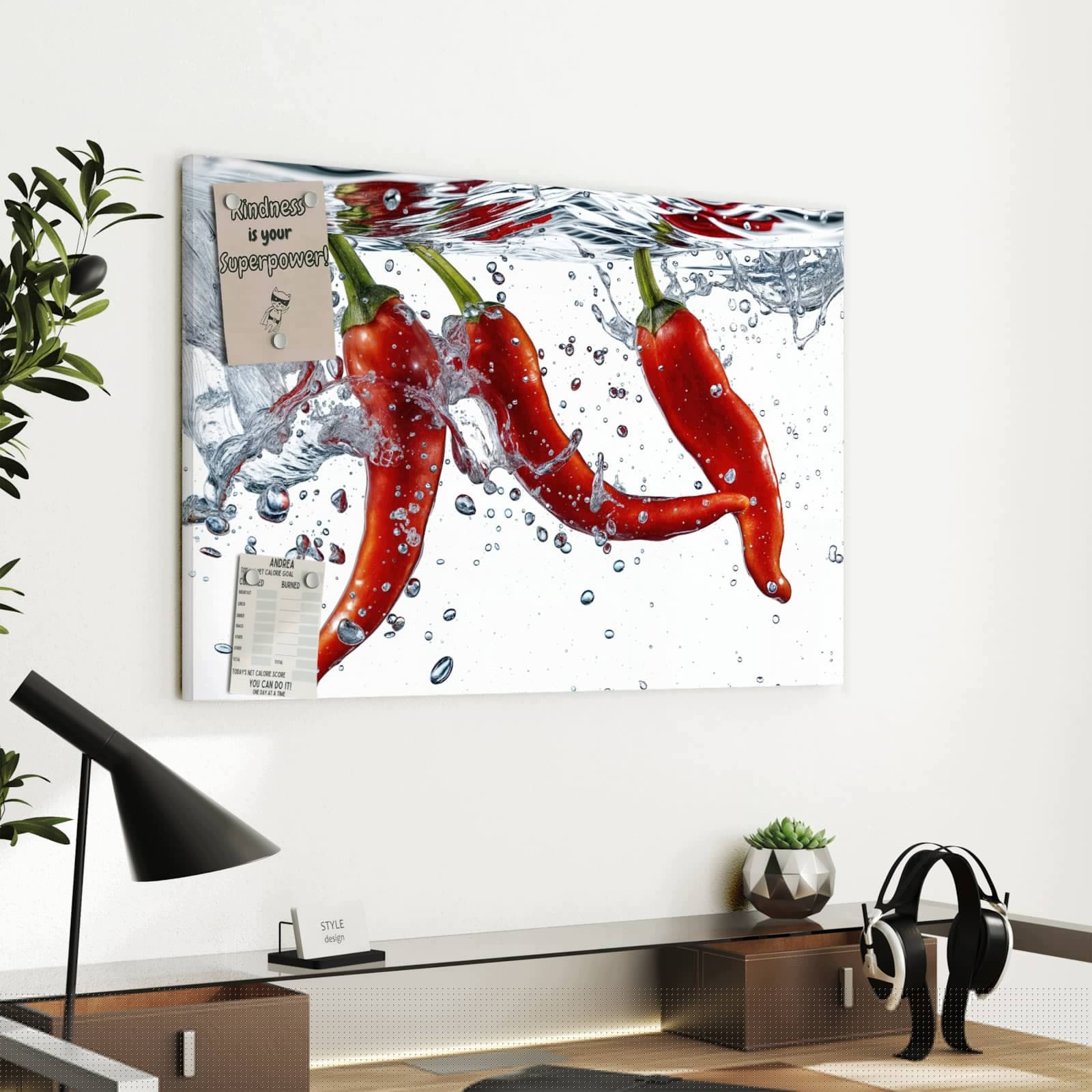 Magnetická tabule – obraz na zeď Větvička rozmarýnu na břidlici | 60 × 40 cm