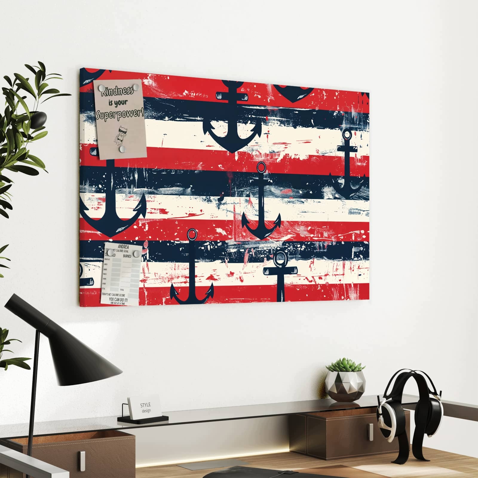 Magnetická tabule – obraz na zeď Kotva pruhy | 60 × 40 cm