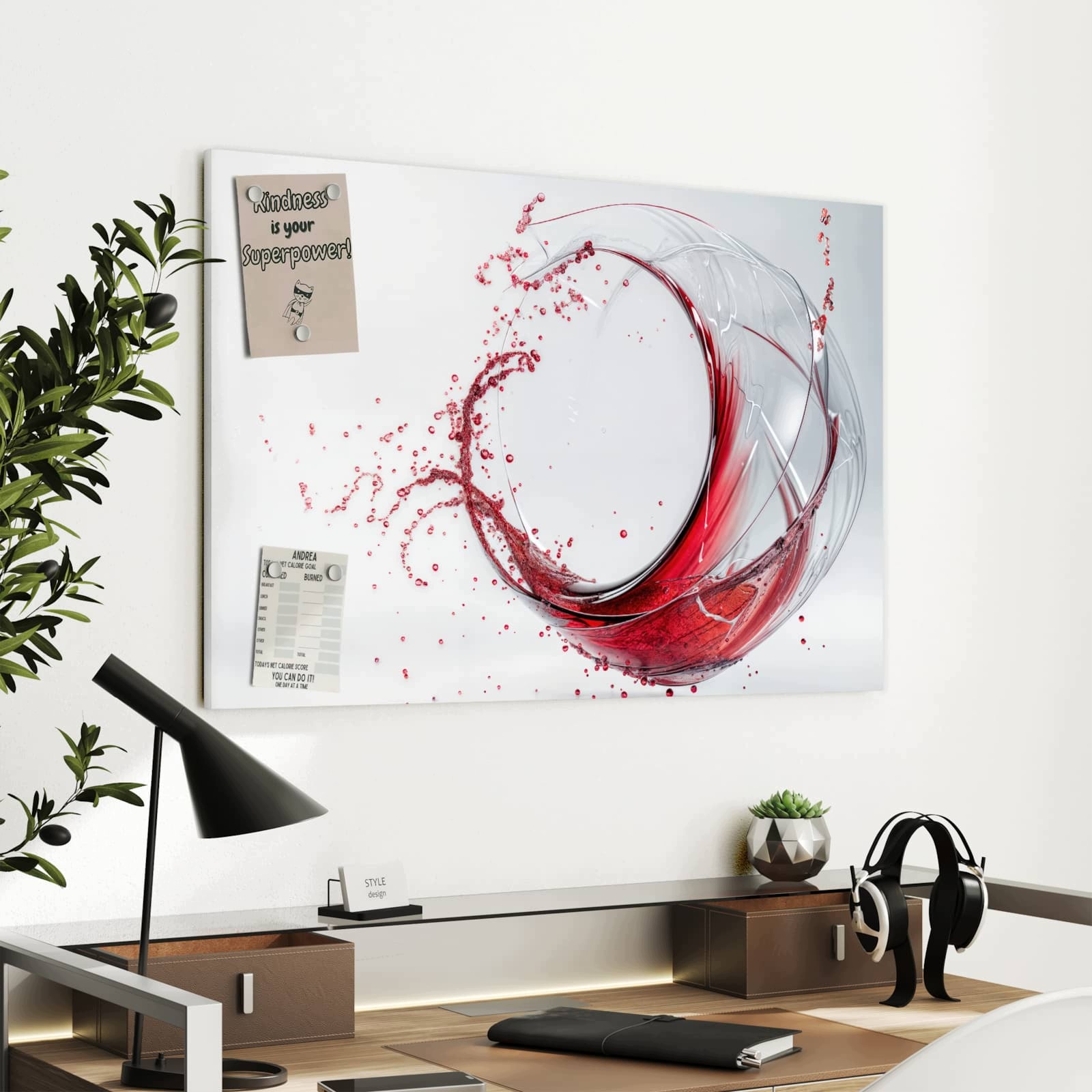 Magnetická tabule – obraz na zeď Cákance červeného vína | 90 × 60 cm