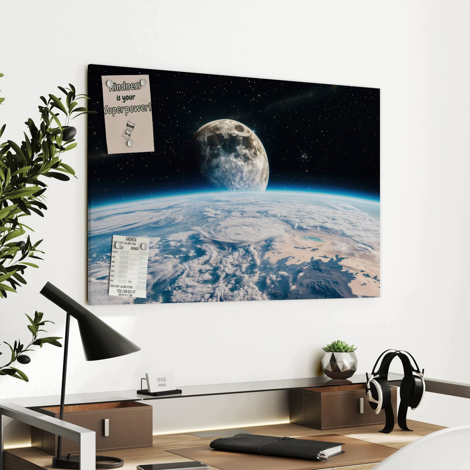Magnetická tabule – obraz na zeď Výhled na Měsíc | 90 × 60 cm