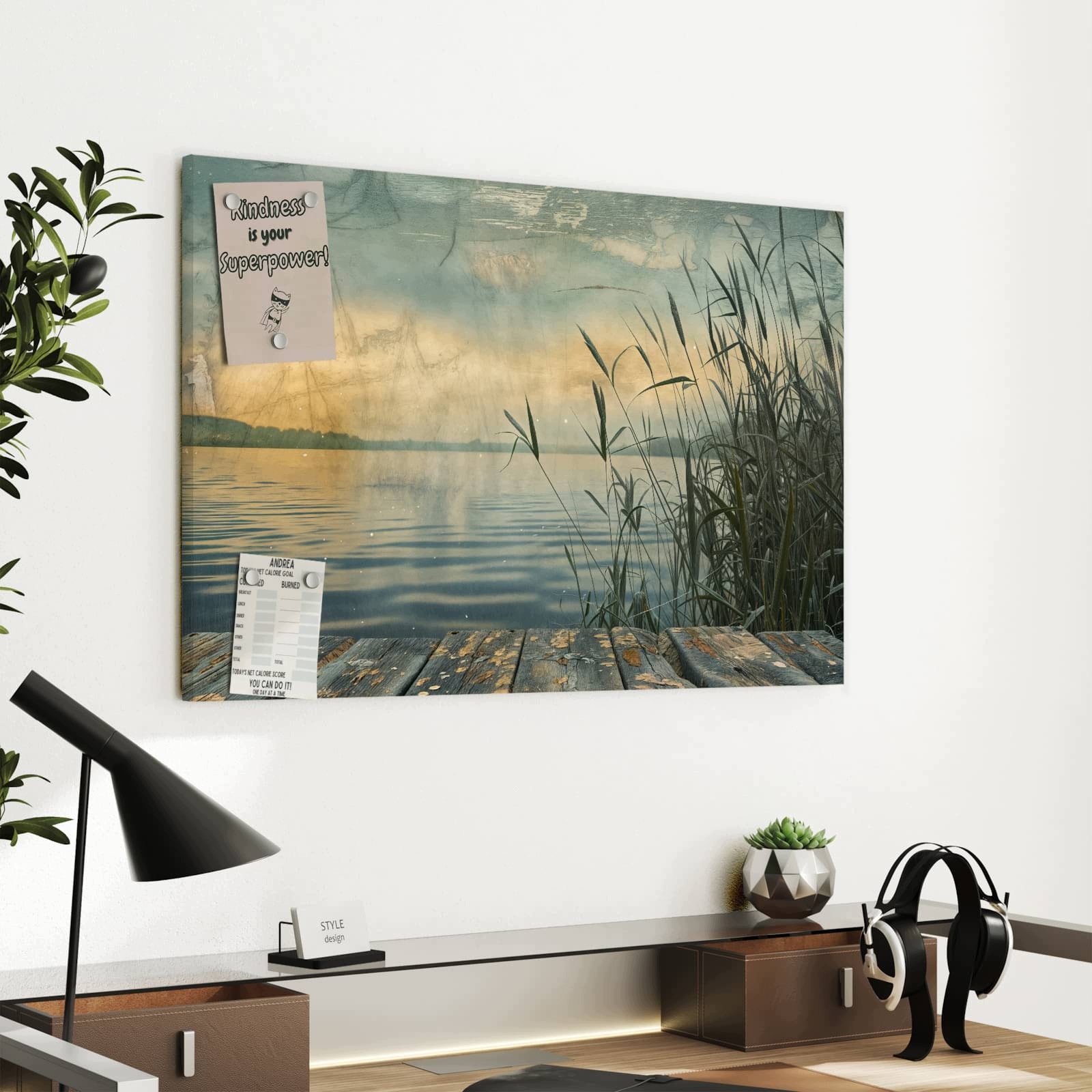 Magnetická tabule – obraz na zeď Pobřeží jezera večerní nálada | 60 × 40 cm