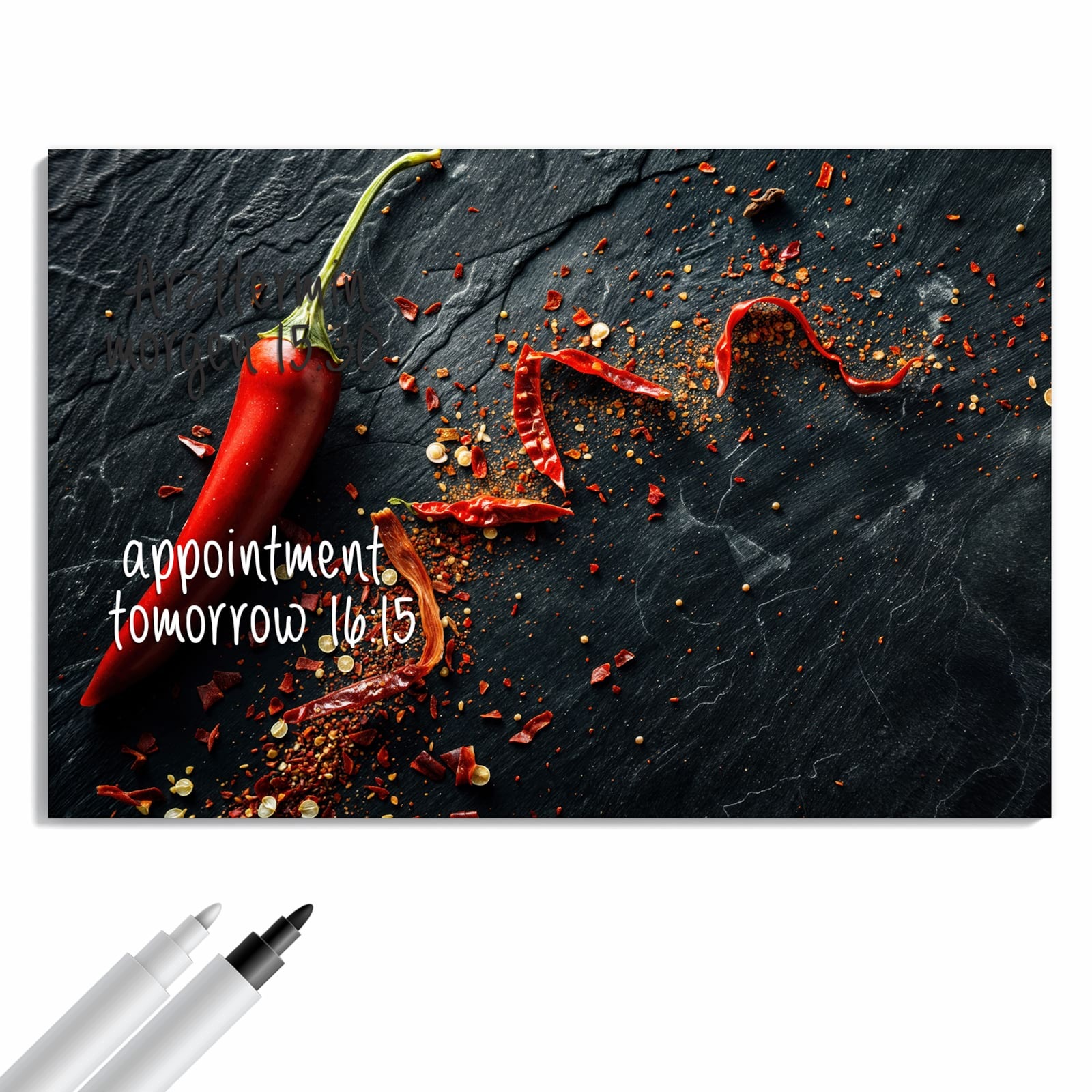 Magnetická tabule – obraz na zeď Chilli na břidlici | 60 × 40 cm