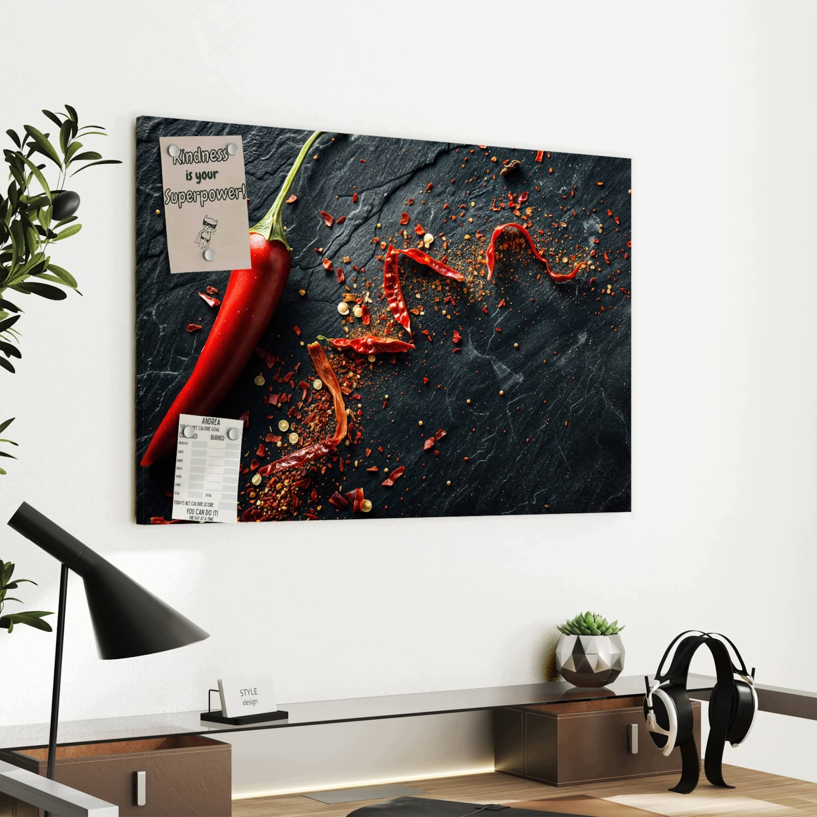 Magnetická tabule – obraz na zeď Chilli na břidlici | 60 × 40 cm