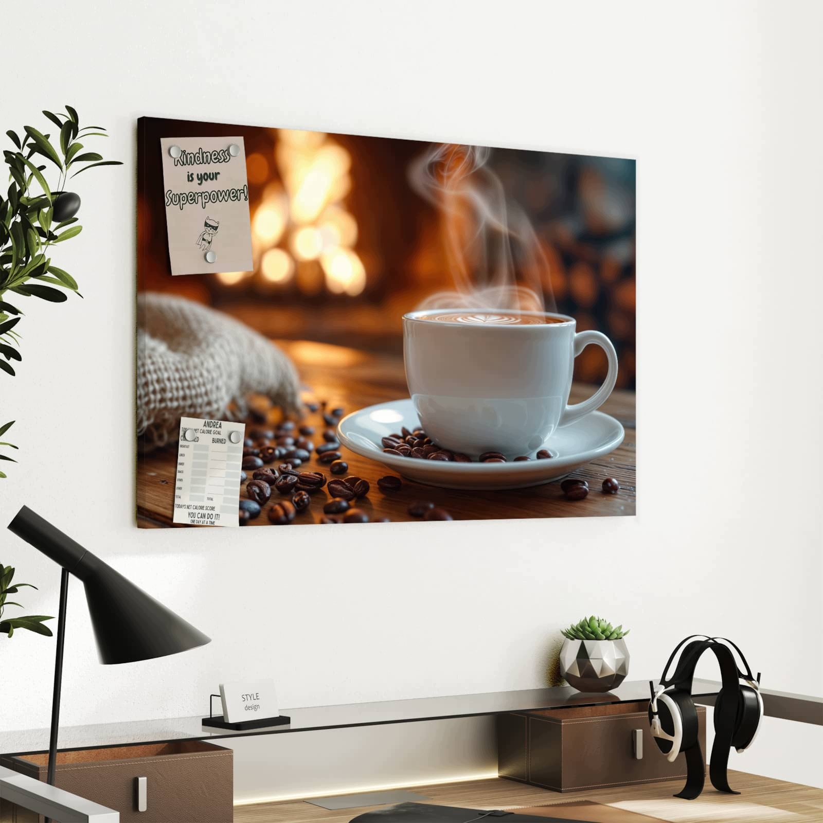 Magnetická tabule – obraz na zeď Útulná přestávka na kávu | 60 × 40 cm