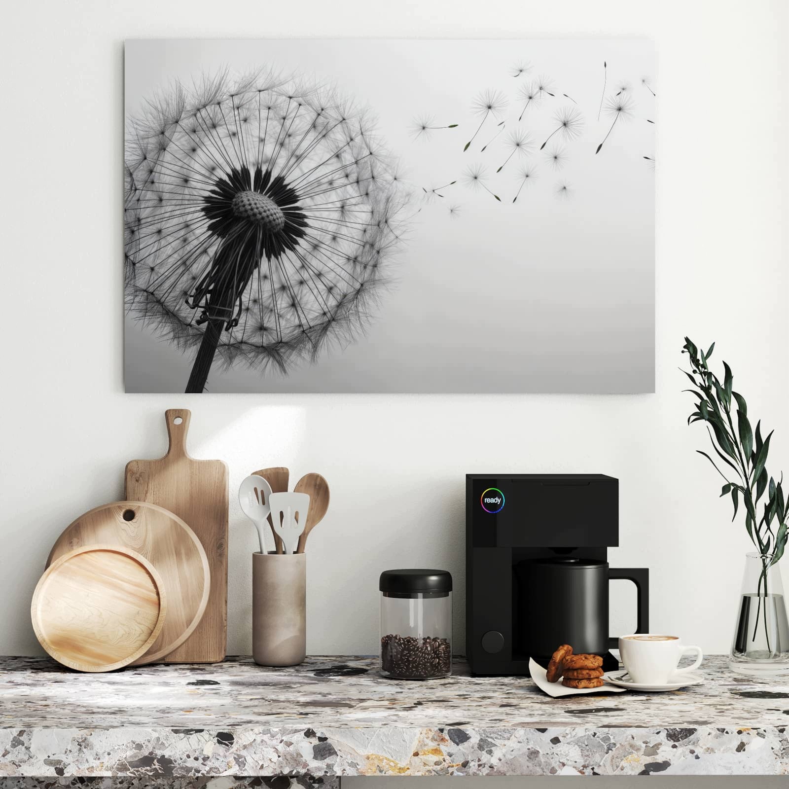Magnetická tabule – obraz na zeď Pampeliška ve větru – motiv 1 | 90 × 60 cm