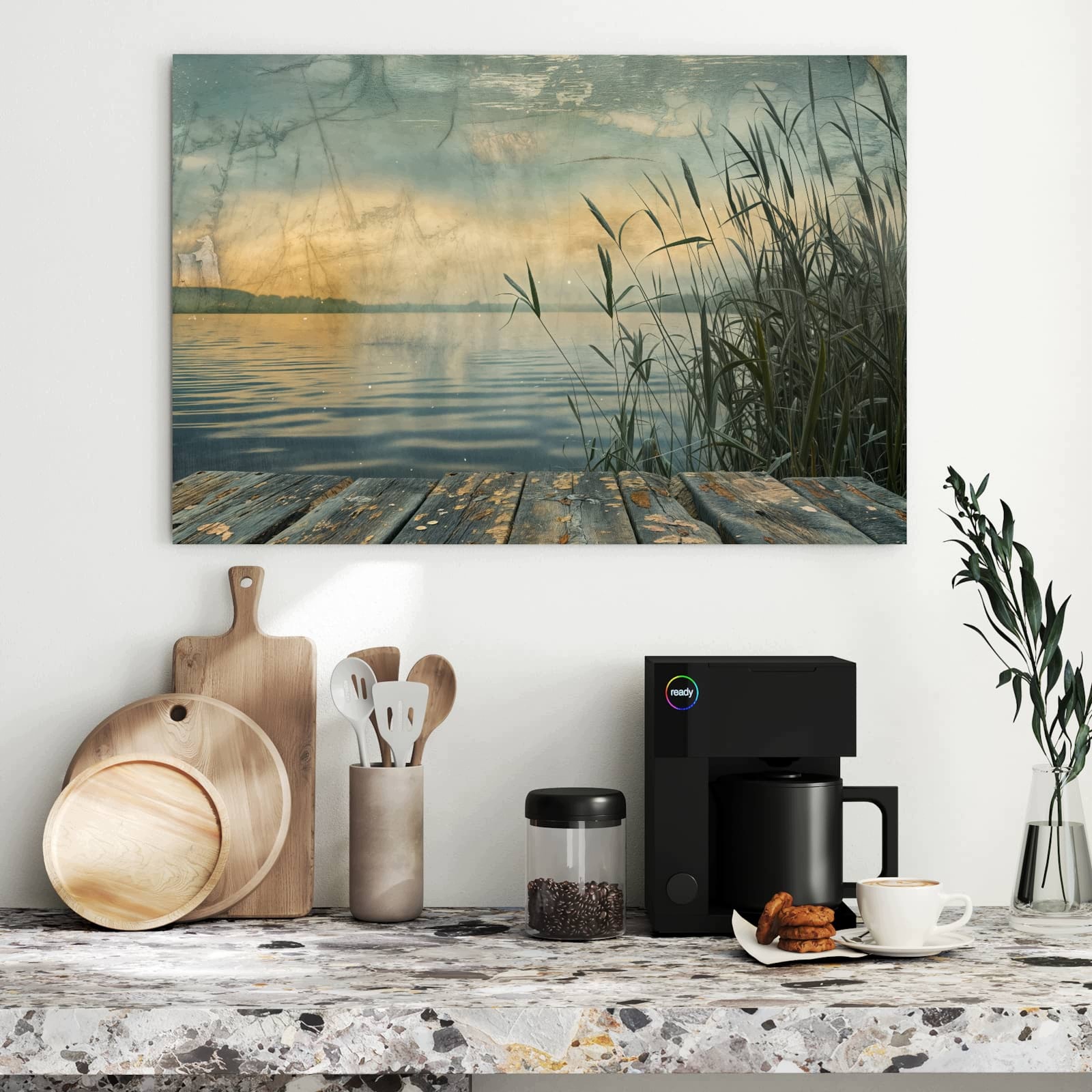 Magnetická tabule – obraz na zeď Pobřeží jezera večerní nálada | 90 × 60 cm