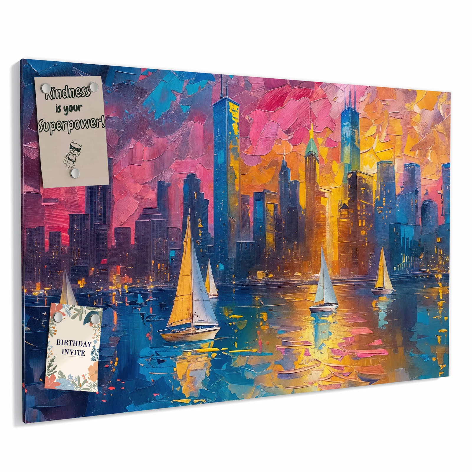 Magnetická tabule – obraz na zeď Přístavní město v noci | 90 × 60 cm