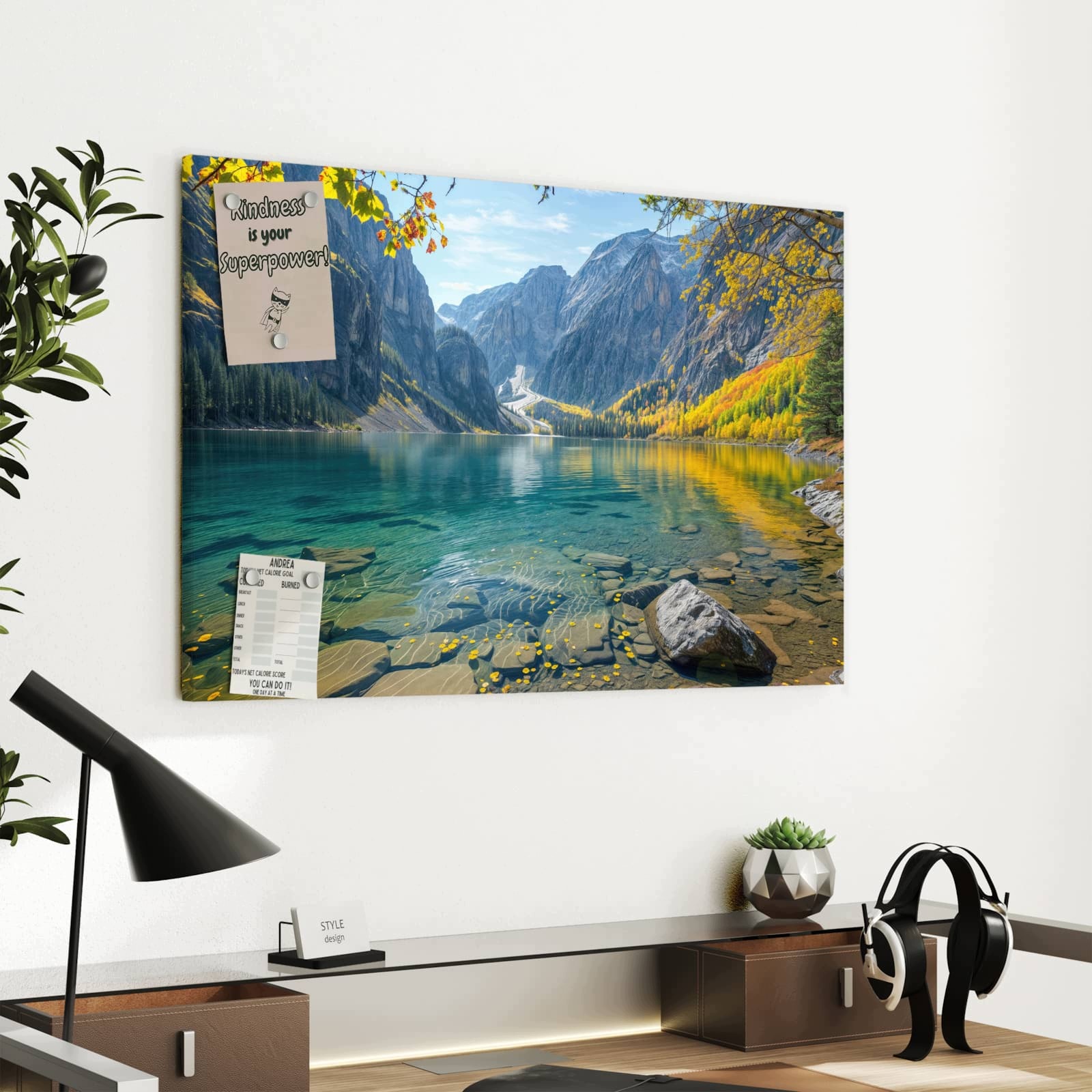 Magnetická tabule – obraz na zeď Horské jezero na podzim | 60 × 40 cm