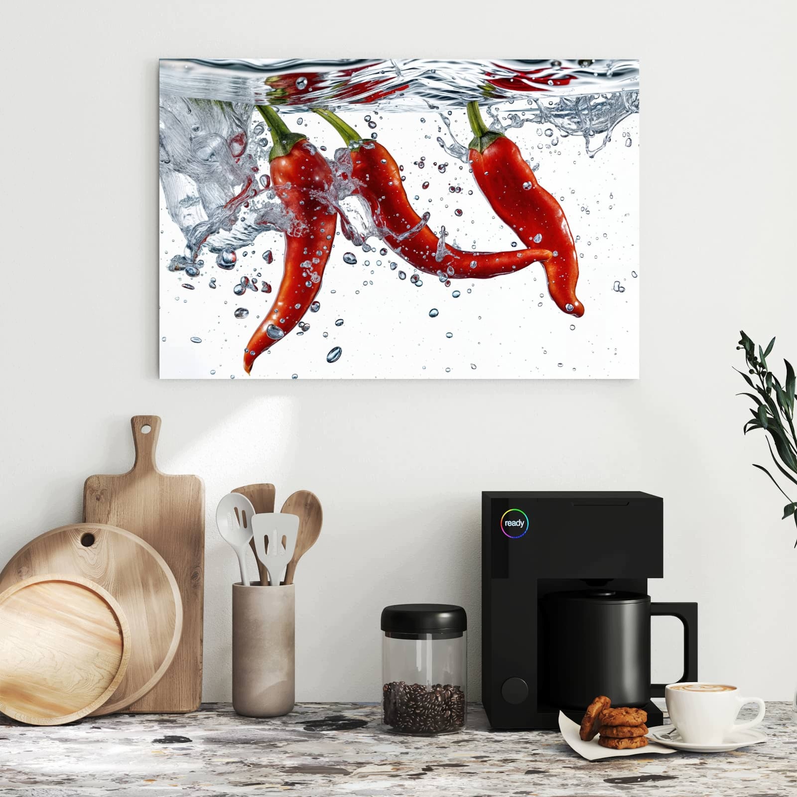 Magnetická tabule – obraz na zeď Chilli ve vodě – motiv 2 | 60 × 40 cm
