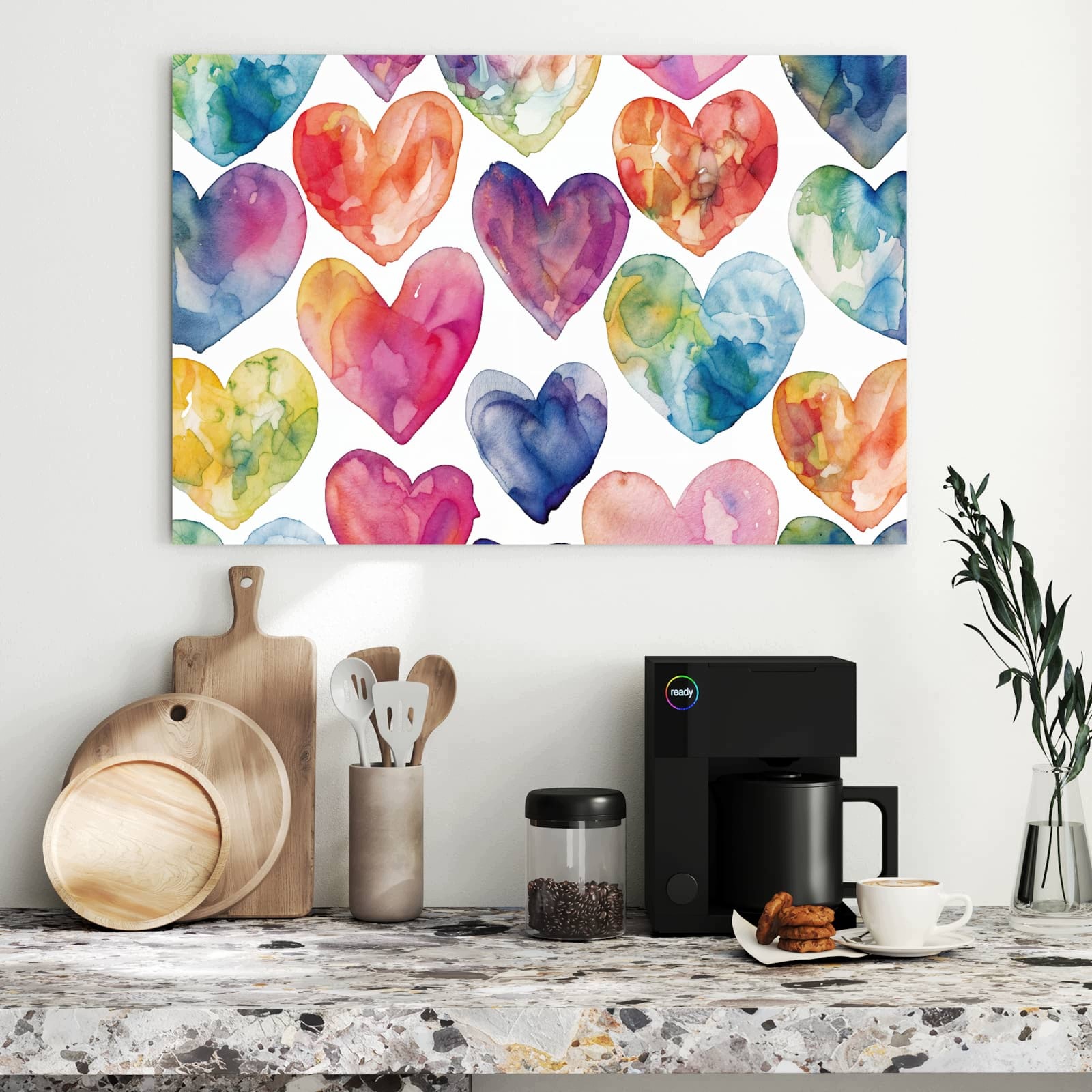 Magnetická tabule – obraz na zeď Akvarelové srdce | 90 × 60 cm
