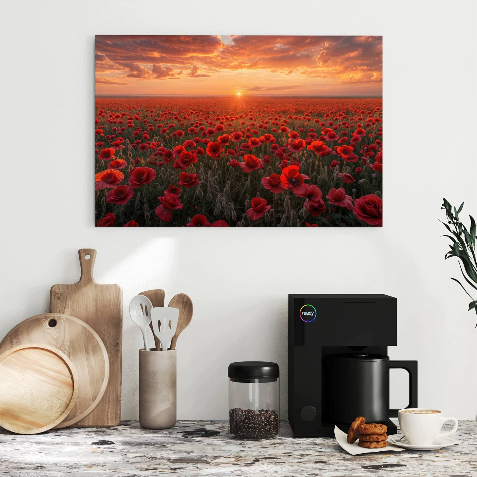 Magnetická tabule – obraz na zeď Pole máku západ slunce | 60 × 40 cm