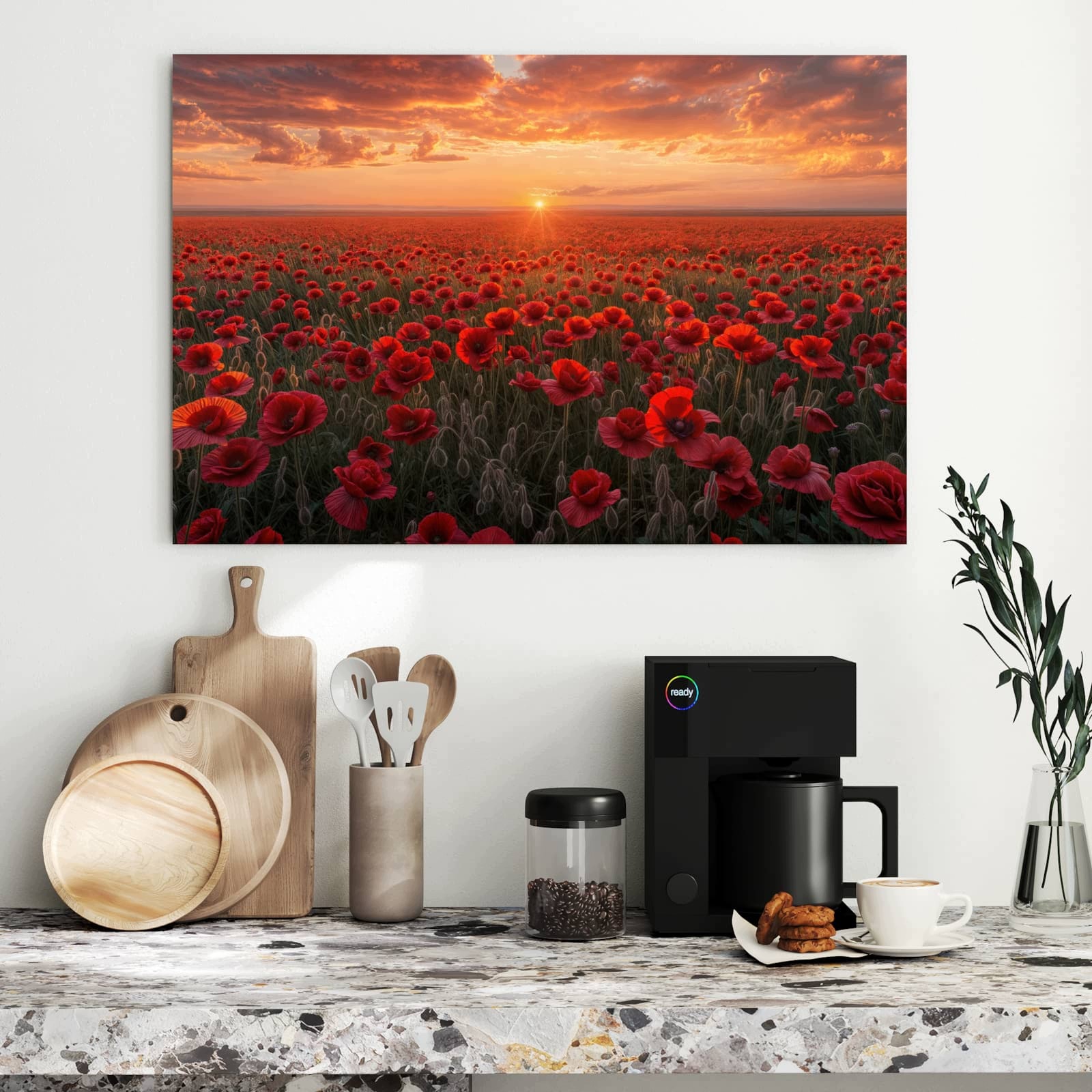 Magnetická tabule – obraz na zeď Pole máku západ slunce | 90 × 60 cm