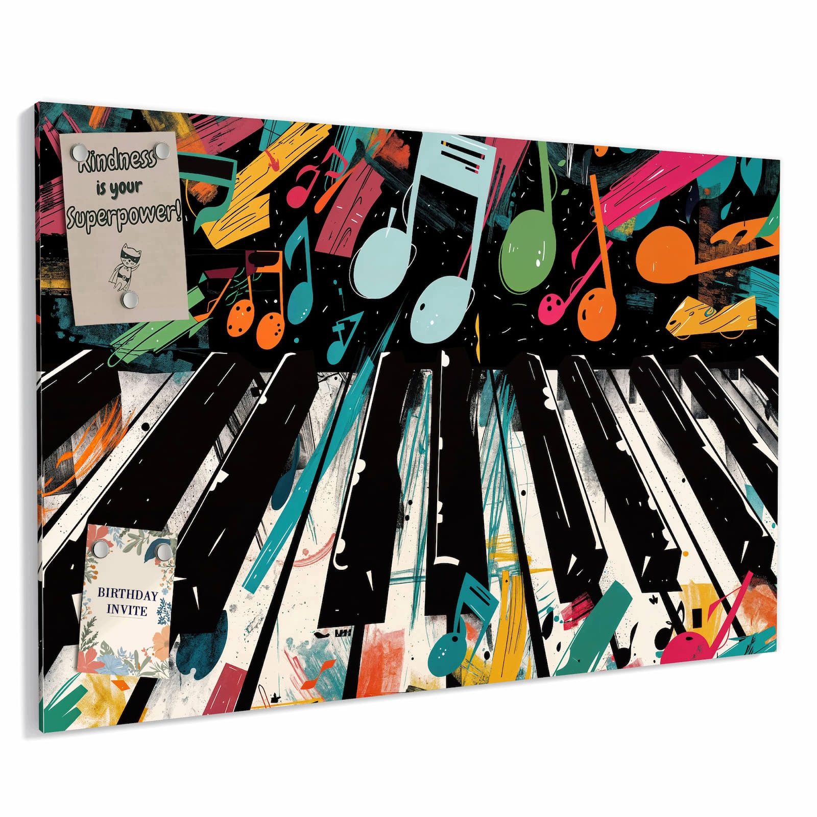 Magnetická tabule – obraz na zeď Noty a klavír | 60 × 40 cm