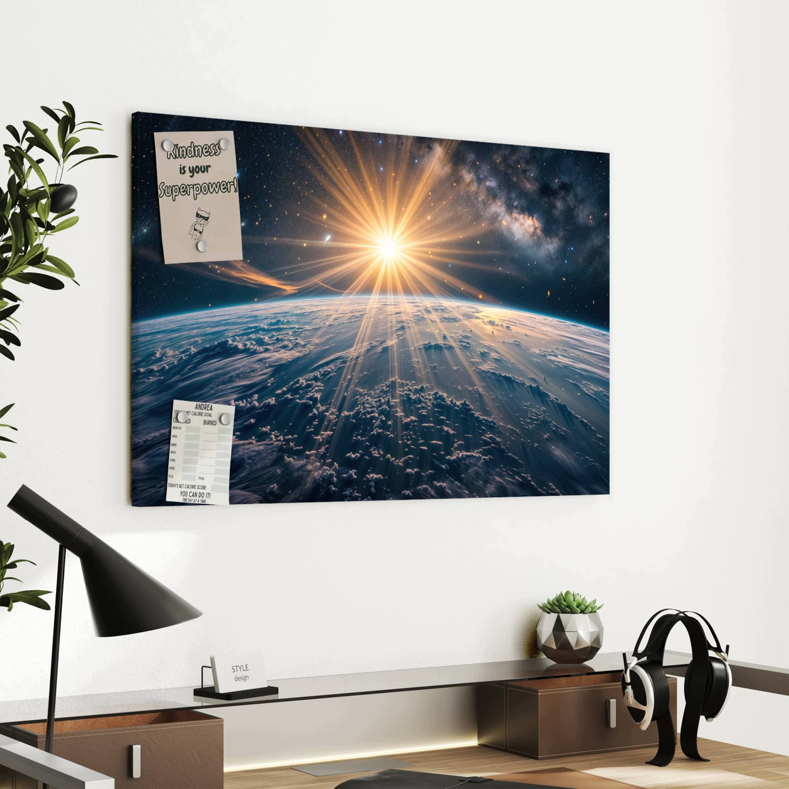 Magnetická tabule – obraz na zeď Východ slunce Země – motiv 1 | 60 × 40 cm