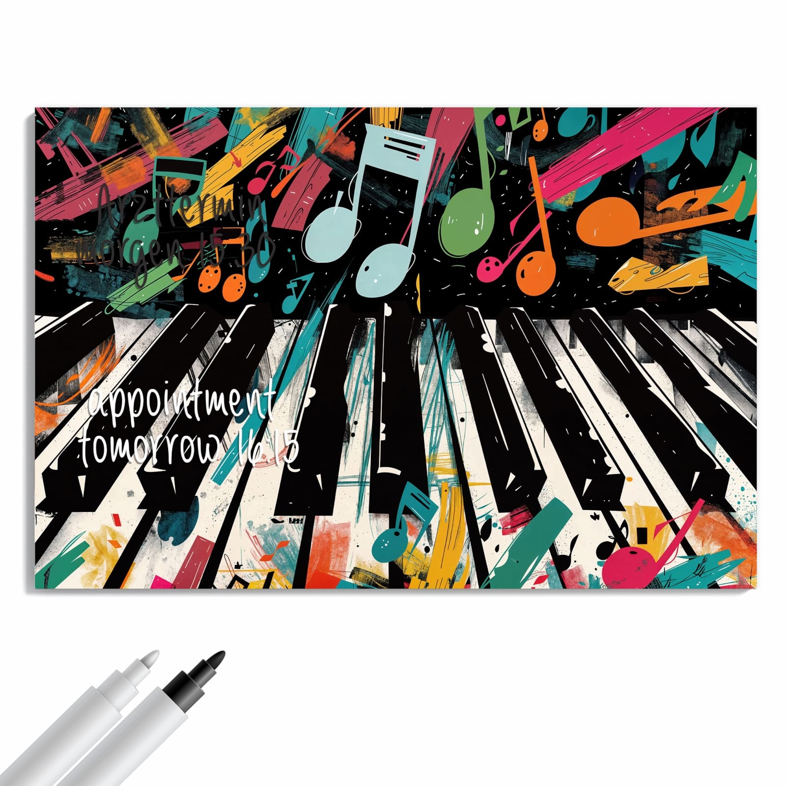 Magnetická tabule – obraz na zeď Noty a klavír | 90 × 60 cm