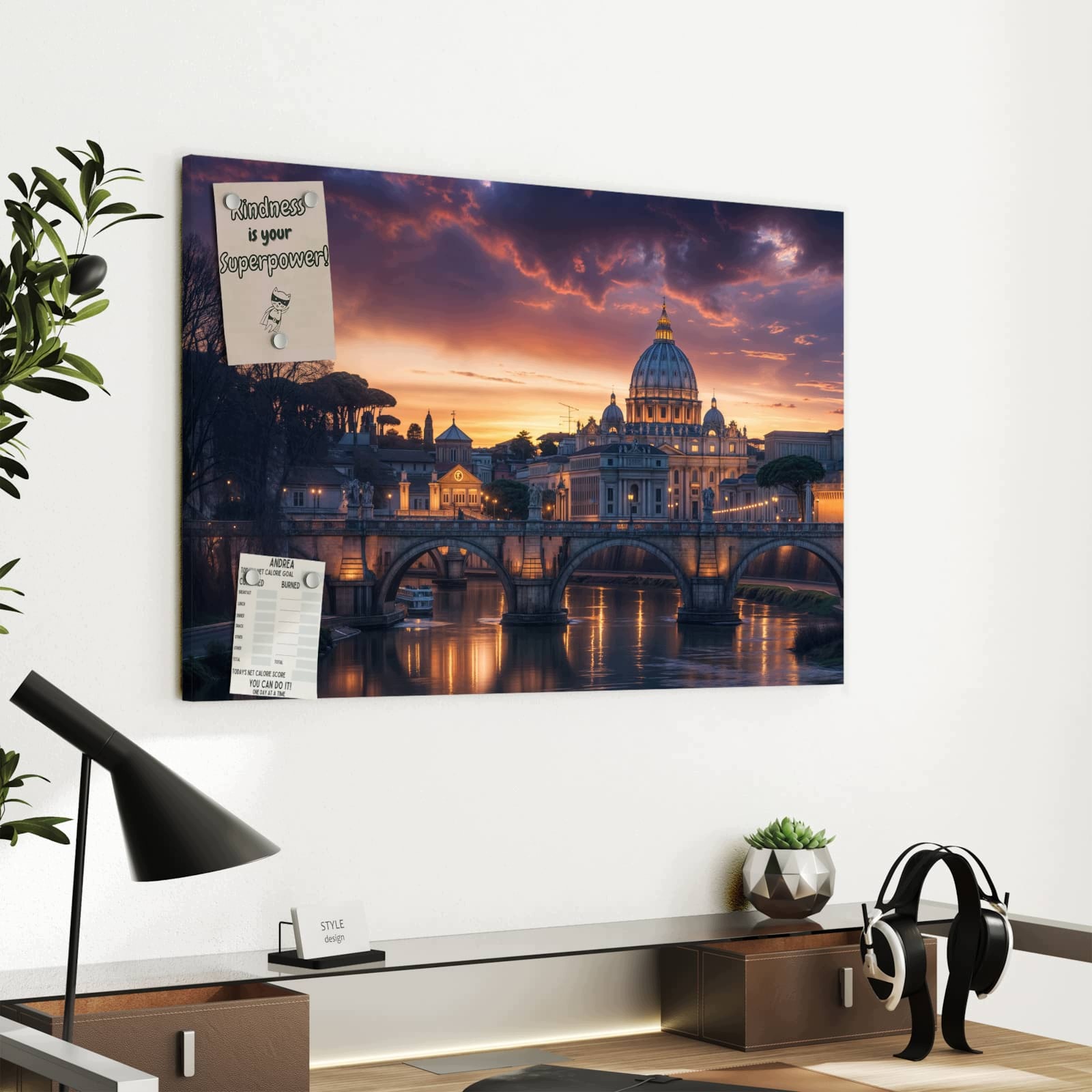 Magnetická tabule – obraz na zeď Město večer | 60 × 40 cm