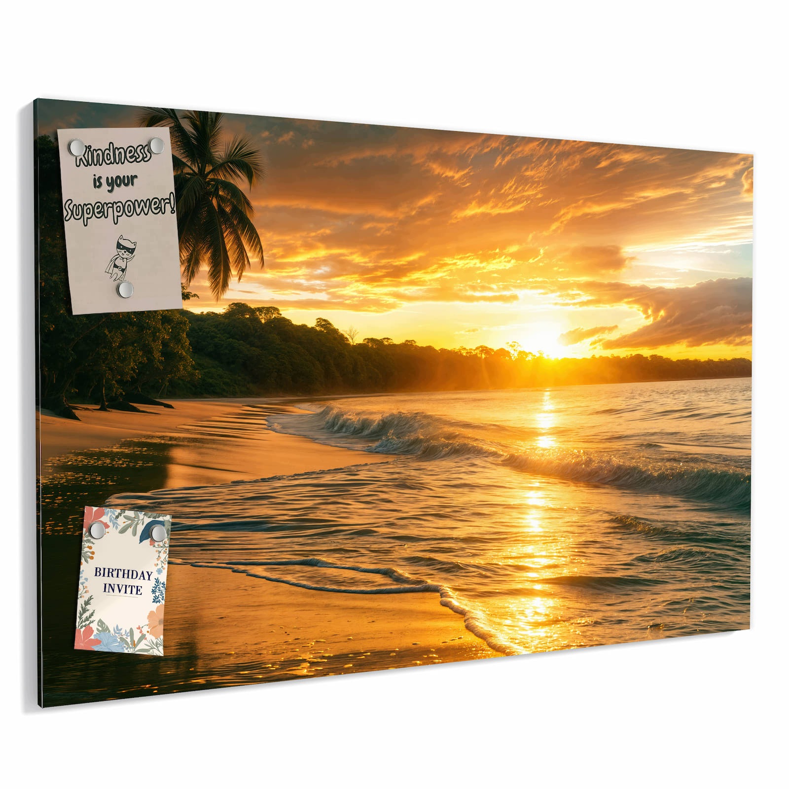 Magnetická tabule – obraz na zeď Západ slunce pláž – motiv 1 | 90 × 60 cm
