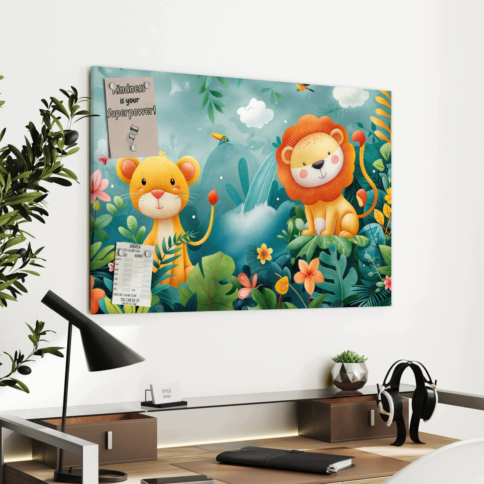 Magnetická tabule – obraz na zeď Zvířata v džungli | 90 × 60 cm