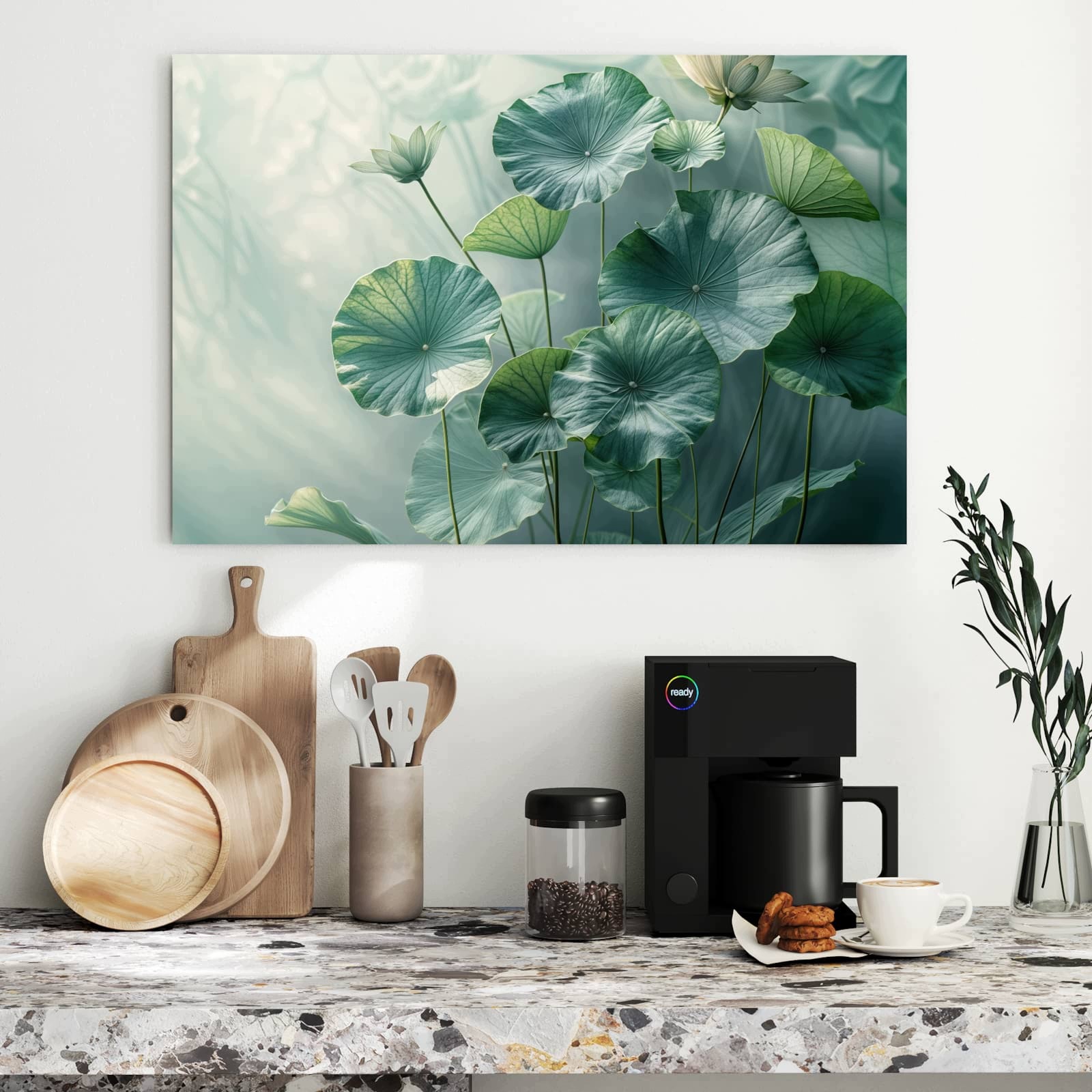 Magnetická tabule – obraz na zeď Zelené lotosové listy | 90 × 60 cm