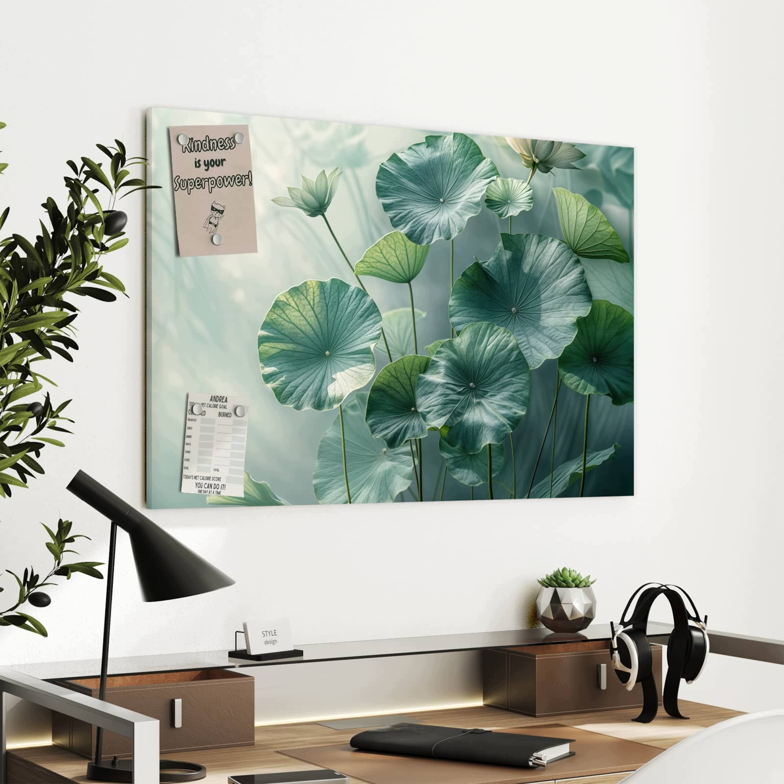 Magnetická tabule – obraz na zeď Zelené lotosové listy | 90 × 60 cm