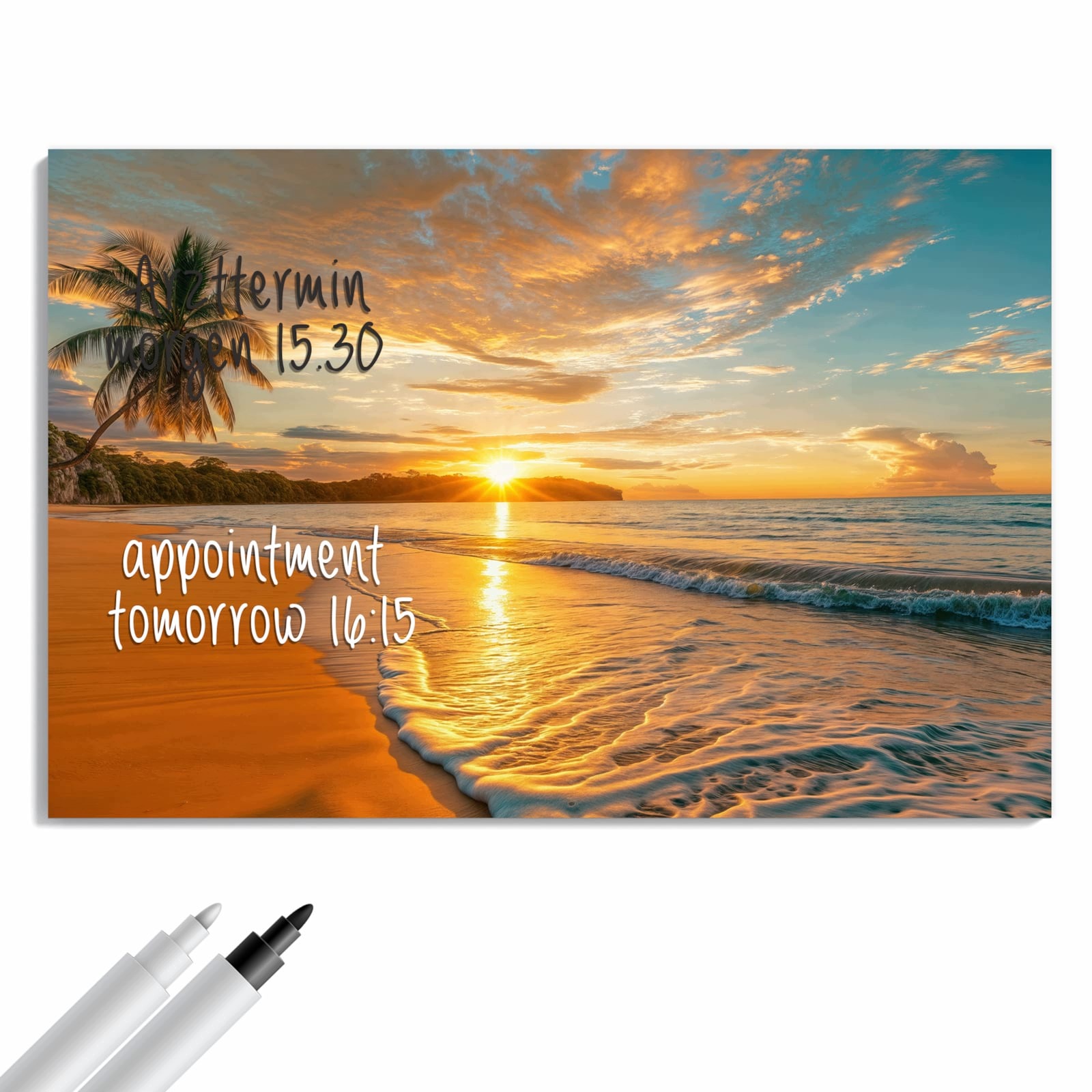 Magnetická tabule – obraz na zeď Západ slunce pláž – motiv 2 | 90 × 60 cm