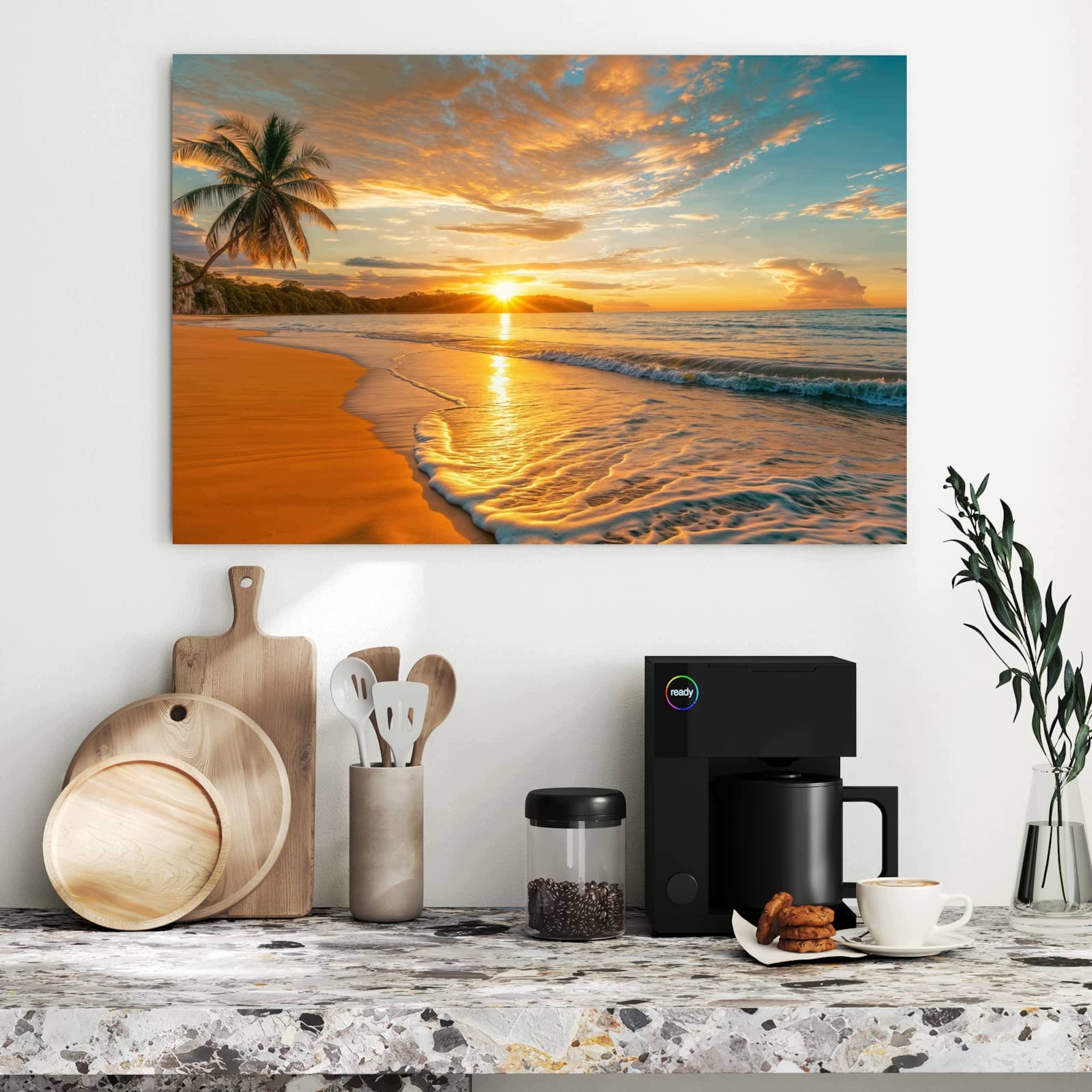 Magnetická tabule – obraz na zeď Západ slunce pláž – motiv 2 | 90 × 60 cm