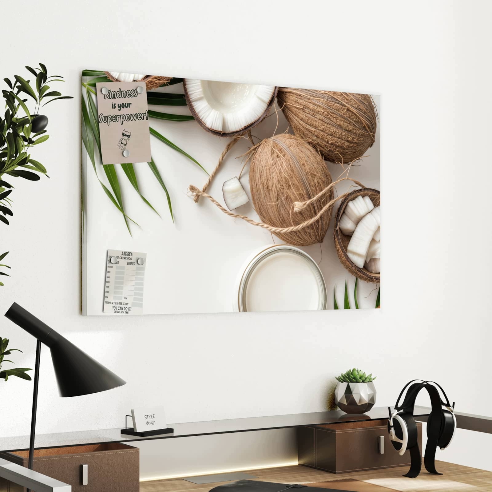 Magnetická tabule – obraz na zeď Kokosy a listy | 60 × 40 cm