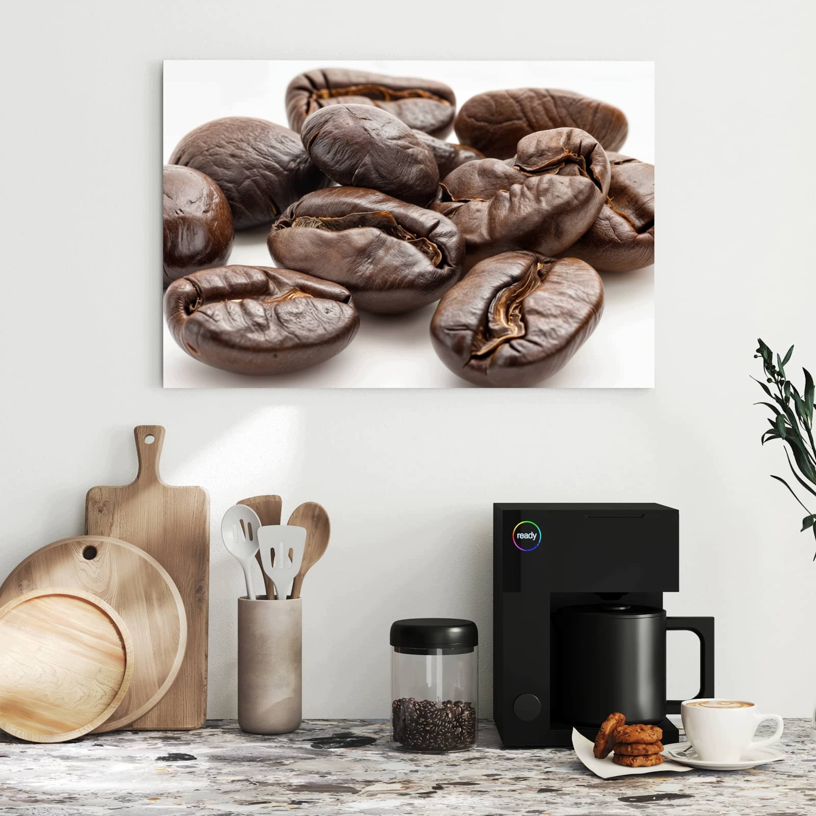 Magnetická tabule – obraz na zeď Tiché zátiší se zrnky kávy | 60 × 40 cm