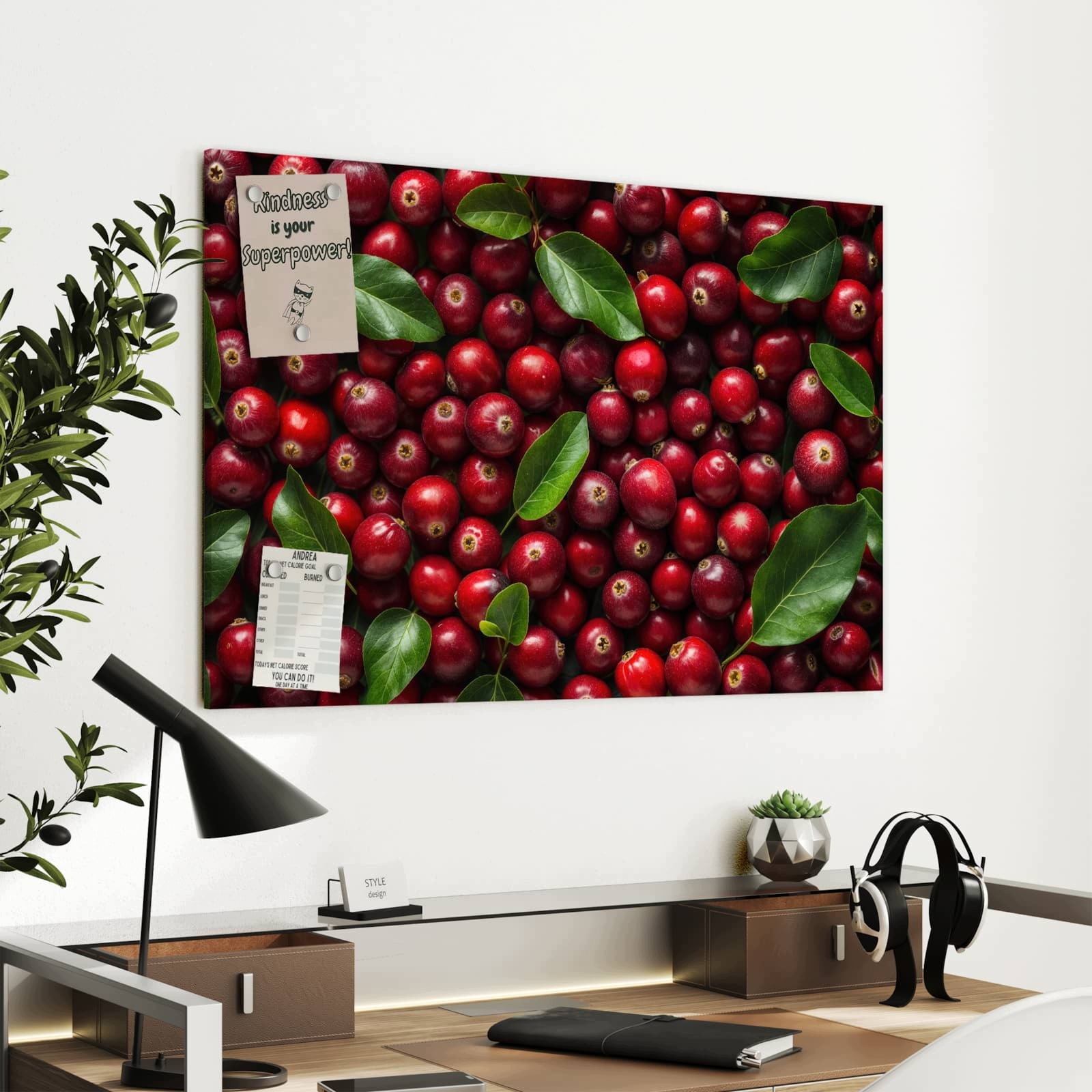Magnetická tabule – obraz na zeď Svěží brusinky | 90 × 60 cm